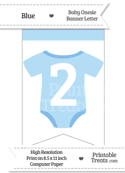 Blue Baby Onesie Bunting Banner Number 2 from PrintableTreats.com