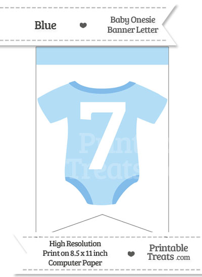 Blue Baby Onesie Bunting Banner Number 7 from PrintableTreats.com