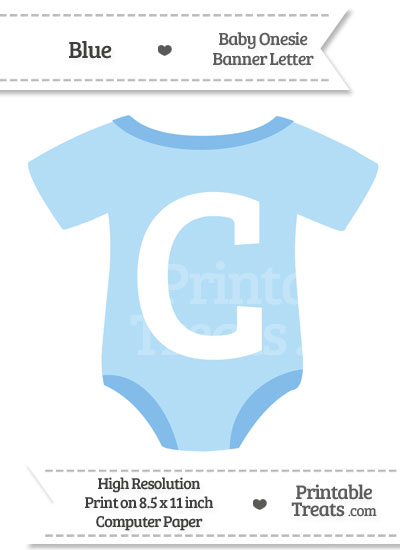 Blue Baby Onesie Shaped Banner Letter C from PrintableTreats.com