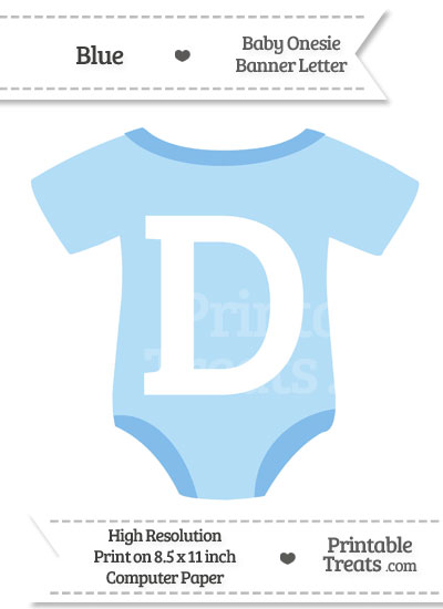 Blue Baby Onesie Shaped Banner Letter D from PrintableTreats.com