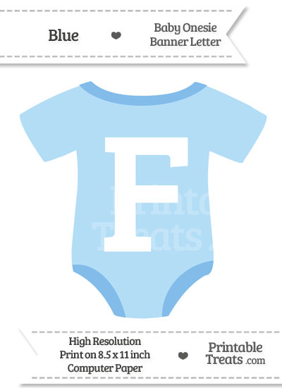 Blue Baby Onesie Shaped Banner Letter F from PrintableTreats.com