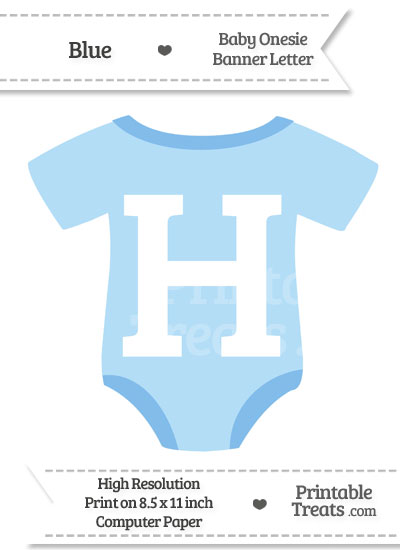 Blue Baby Onesie Shaped Banner Letter H from PrintableTreats.com