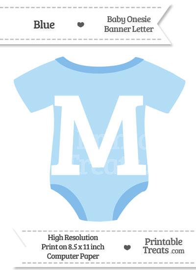 Blue Baby Onesie Shaped Banner Letter M from PrintableTreats.com