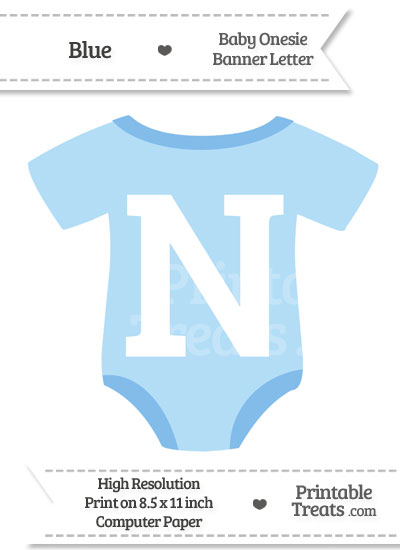 Blue Baby Onesie Shaped Banner Letter N from PrintableTreats.com