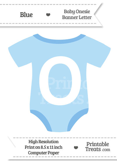 Blue Baby Onesie Shaped Banner Letter O from PrintableTreats.com