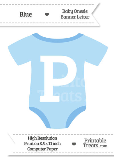 Blue Baby Onesie Shaped Banner Letter P from PrintableTreats.com