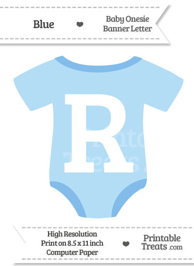 Blue Baby Onesie Shaped Banner Letter R from PrintableTreats.com