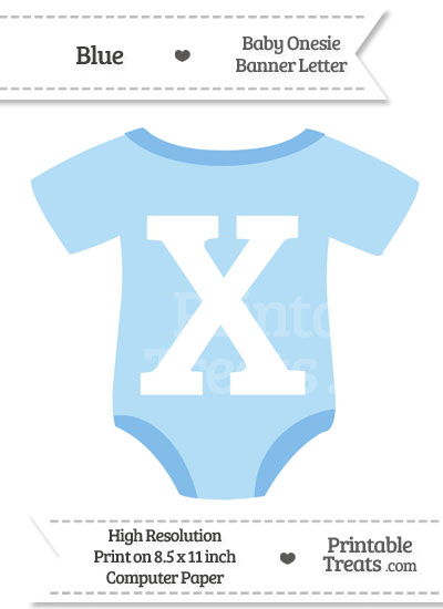 Blue Baby Onesie Shaped Banner Letter X from PrintableTreats.com