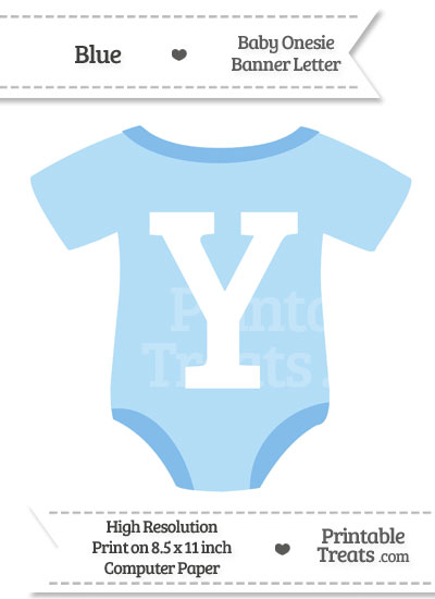 Blue Baby Onesie Shaped Banner Letter Y from PrintableTreats.com