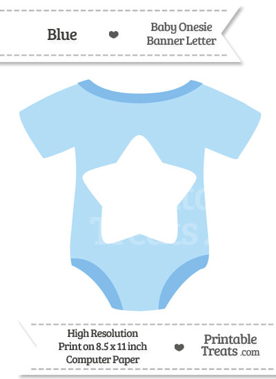 Blue Baby Onesie Shaped Banner Star End from PrintableTreats.com