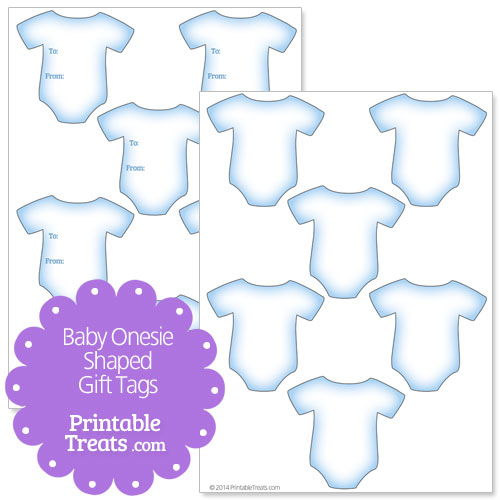 blue baby onesie shaped gift tags