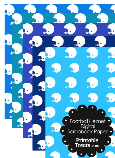 Blue Background Football Helmet Digital Scrapbook Paper from PrintableTreats.com