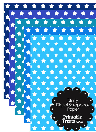 Blue Background Star Digital Scrapbook Paper from PrintableTreats.com