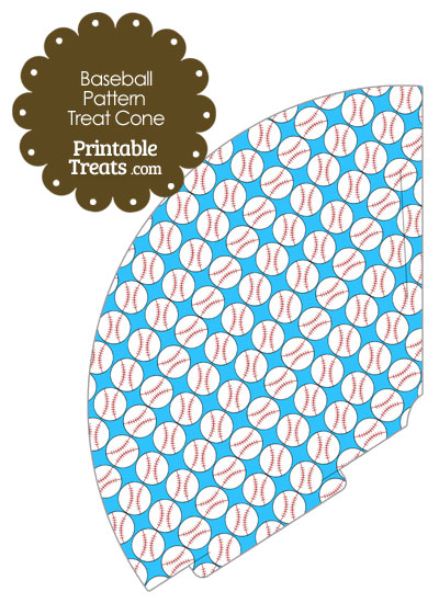 Blue Baseball Pattern Treat Cone from PrintableTreats.com