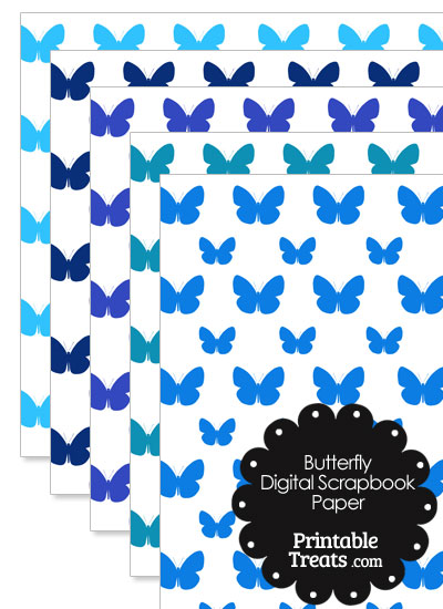 Blue Butterfly Digital Scrapbook Paper from PrintableTreats.com