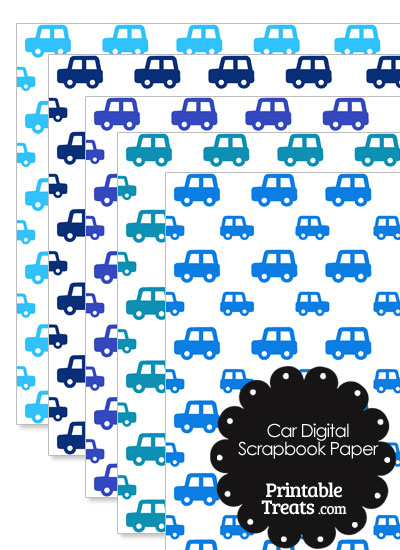 Blue Car Digital Scrapbook Paper from PrintableTreats.com