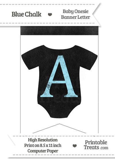 Blue Chalk Baby Onesie Bunting Banner Letter A from PrintableTreats.com