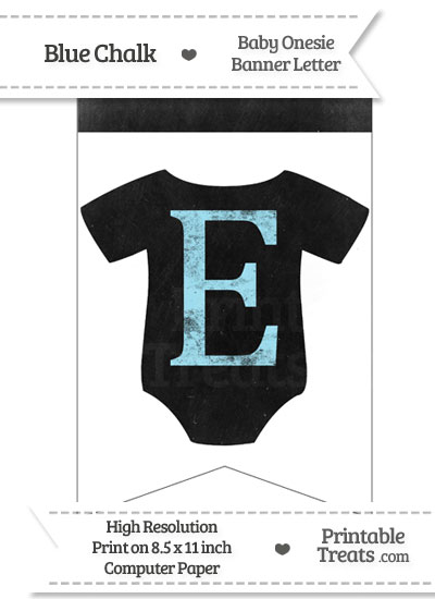 Blue Chalk Baby Onesie Bunting Banner Letter E from PrintableTreats.com