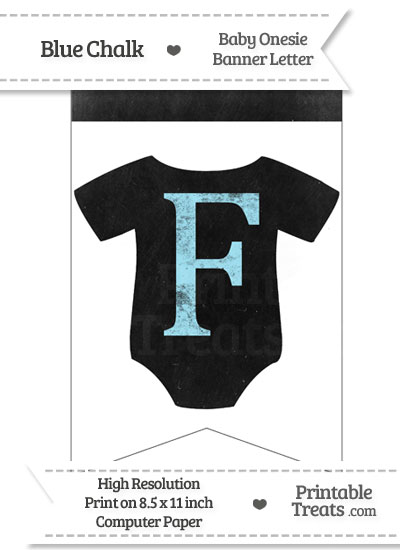 Blue Chalk Baby Onesie Bunting Banner Letter F from PrintableTreats.com