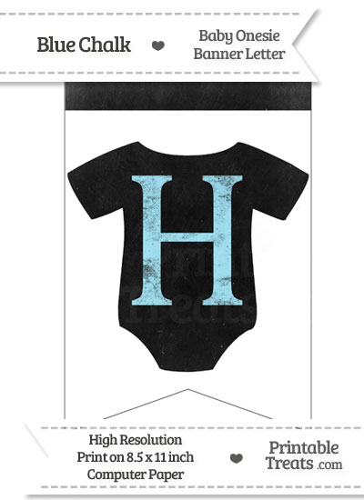 Blue Chalk Baby Onesie Bunting Banner Letter H from PrintableTreats.com