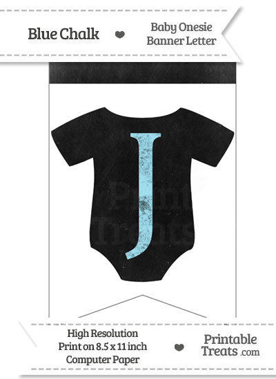 Blue Chalk Baby Onesie Bunting Banner Letter J from PrintableTreats.com