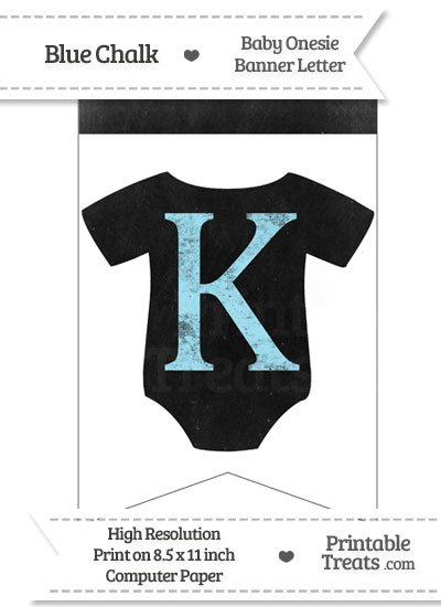 Blue Chalk Baby Onesie Bunting Banner Letter K from PrintableTreats.com