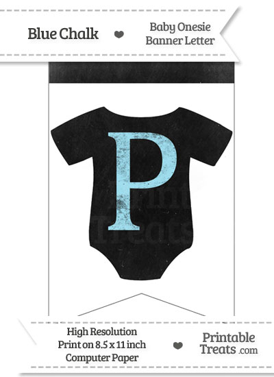 Blue Chalk Baby Onesie Bunting Banner Letter P from PrintableTreats.com