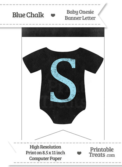 Blue Chalk Baby Onesie Bunting Banner Letter S from PrintableTreats.com
