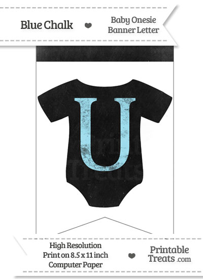 Blue Chalk Baby Onesie Bunting Banner Letter U from PrintableTreats.com