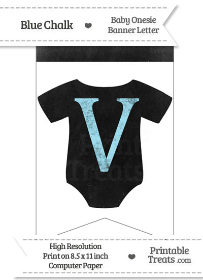 Blue Chalk Baby Onesie Bunting Banner Letter V from PrintableTreats.com