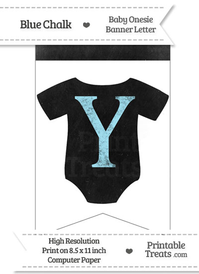 Blue Chalk Baby Onesie Bunting Banner Letter Y from PrintableTreats.com