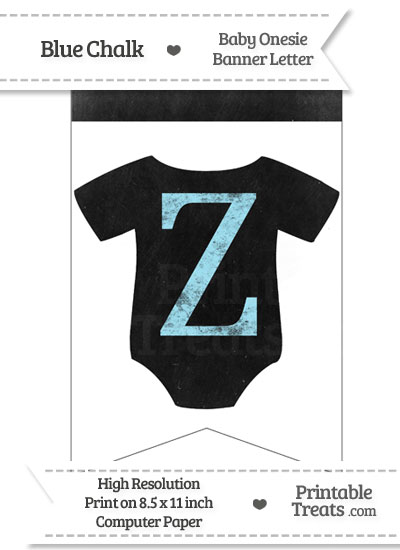 Blue Chalk Baby Onesie Bunting Banner Letter Z from PrintableTreats.com