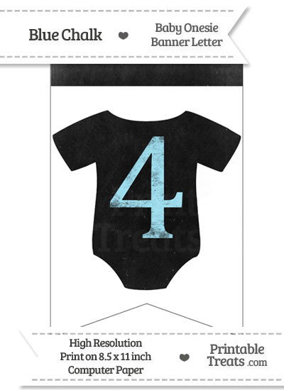 Blue Chalk Baby Onesie Bunting Banner Number 4 from PrintableTreats.com