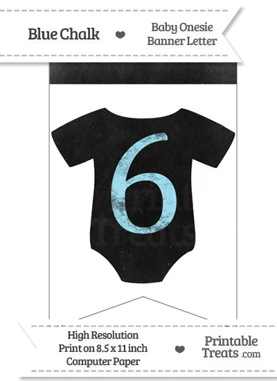 Blue Chalk Baby Onesie Bunting Banner Number 6 from PrintableTreats.com