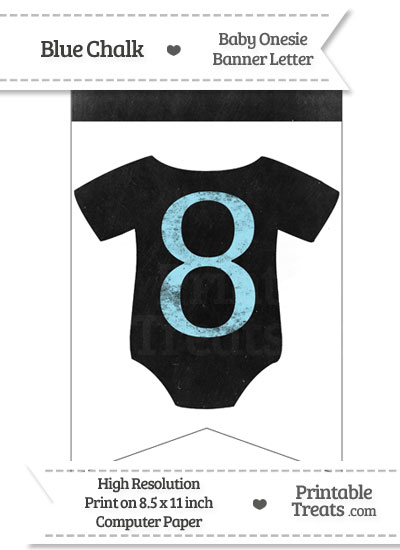 Blue Chalk Baby Onesie Bunting Banner Number 8 from PrintableTreats.com