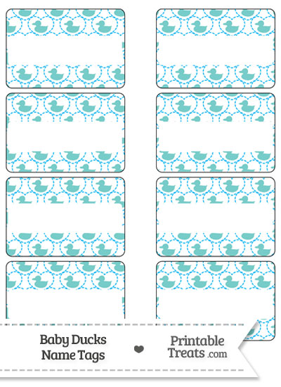 Blue Green Baby Ducks Name Tags from PrintableTreats.com
