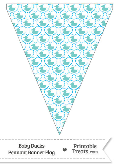 Blue Green Baby Ducks Pennant Banner Flag from PrintableTreats.com