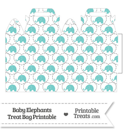 Blue Green Baby Elephants Treat Bag from PrintableTreats.com