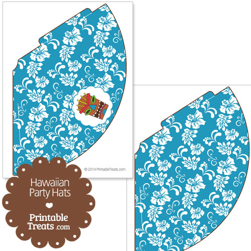 blue Hawaiian party hat printable