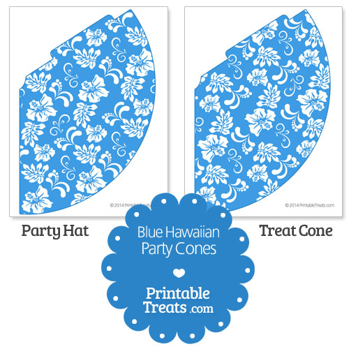 blue Hawaiian pattern party cones