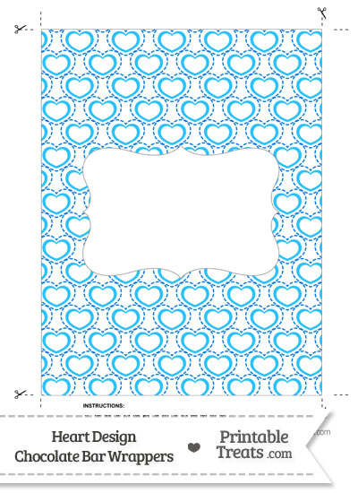 Blue Heart Design Chocolate Bar Wrappers from PrintableTreats.com