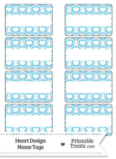 Blue Heart Design Name Tags from PrintableTreats.com