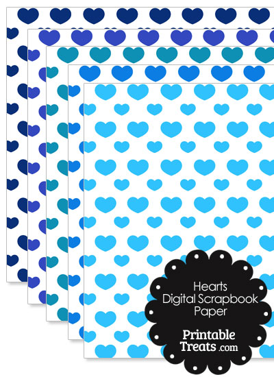 Blue Hearts Digital Scrapbook Paper from PrintableTreats.com