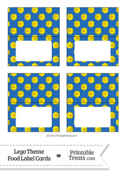 Blue Lego Theme Food Label Buffet Cards from PrintableTreats.com