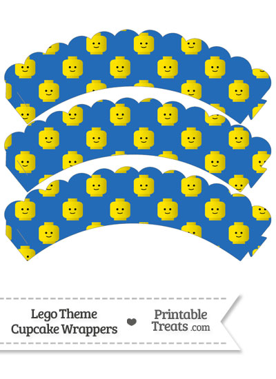 Blue Lego Theme Scalloped Cupcake Wrappers from PrintableTreats.com