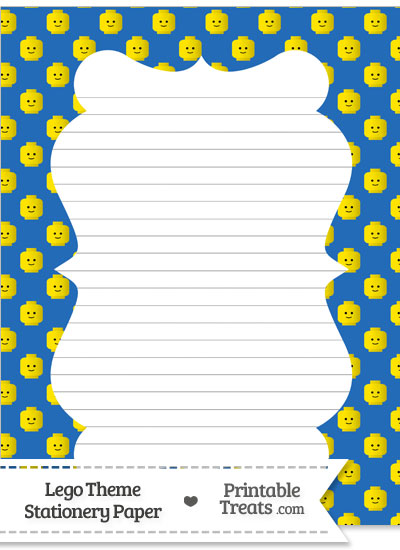 Blue Lego Theme Stationery Paper from PrintableTreats.com