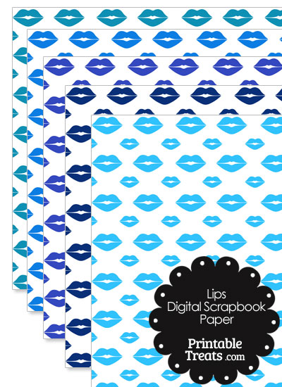 Blue Lips Digital Scrapbook Paper from PrintableTreats.com