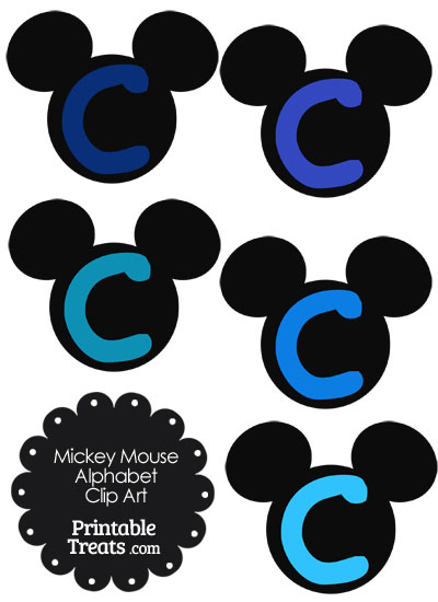 Blue Mickey Mouse Head Letter C Clipart from PrintableTreats.com