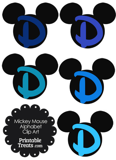 Blue Mickey Mouse Head Letter D Clipart from PrintableTreats.com