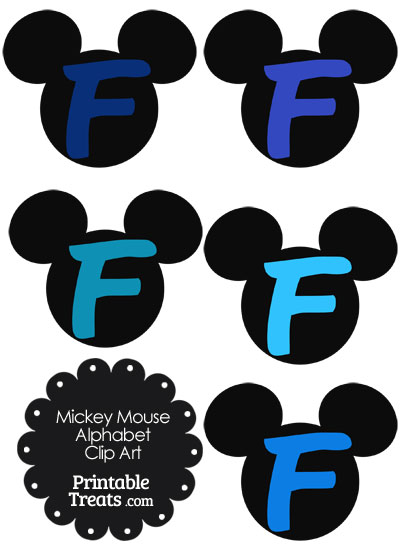 Blue Mickey Mouse Head Letter F Clipart from PrintableTreats.com